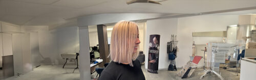 Damen-Haarschnitt mit Waschen, Föhnen und Finish-Produkten