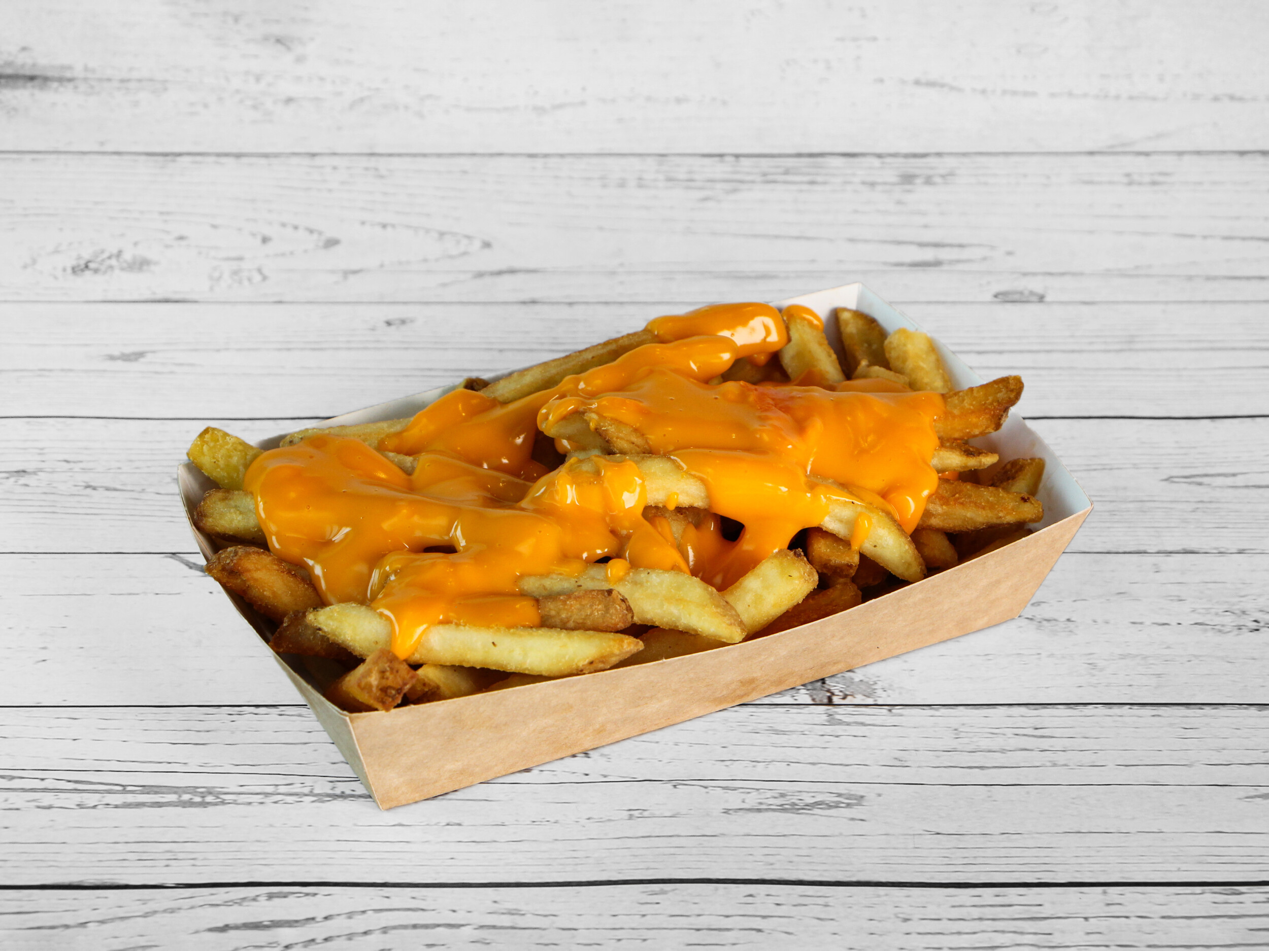 Knusprige Cheese Fries mit Cheddar bei Little Dram Burger in Köln