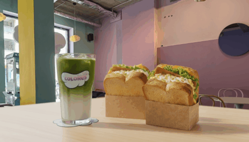 Egg Drop Sandwich & Iced Matcha Latte