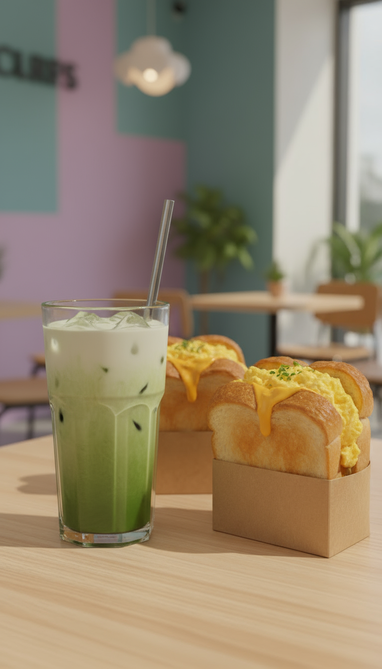 Egg Drop Sandwich & Iced Matcha Latte – Bild 3
