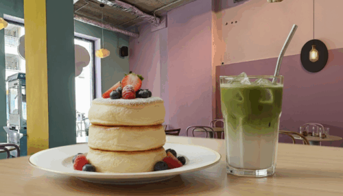 Souffle Pancake & Iced Matcha Latte