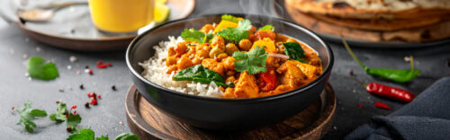 Indische Curry Bowl & Getränk für 2 Personen